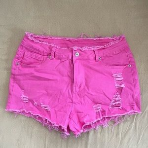 Hot pink jean shorts